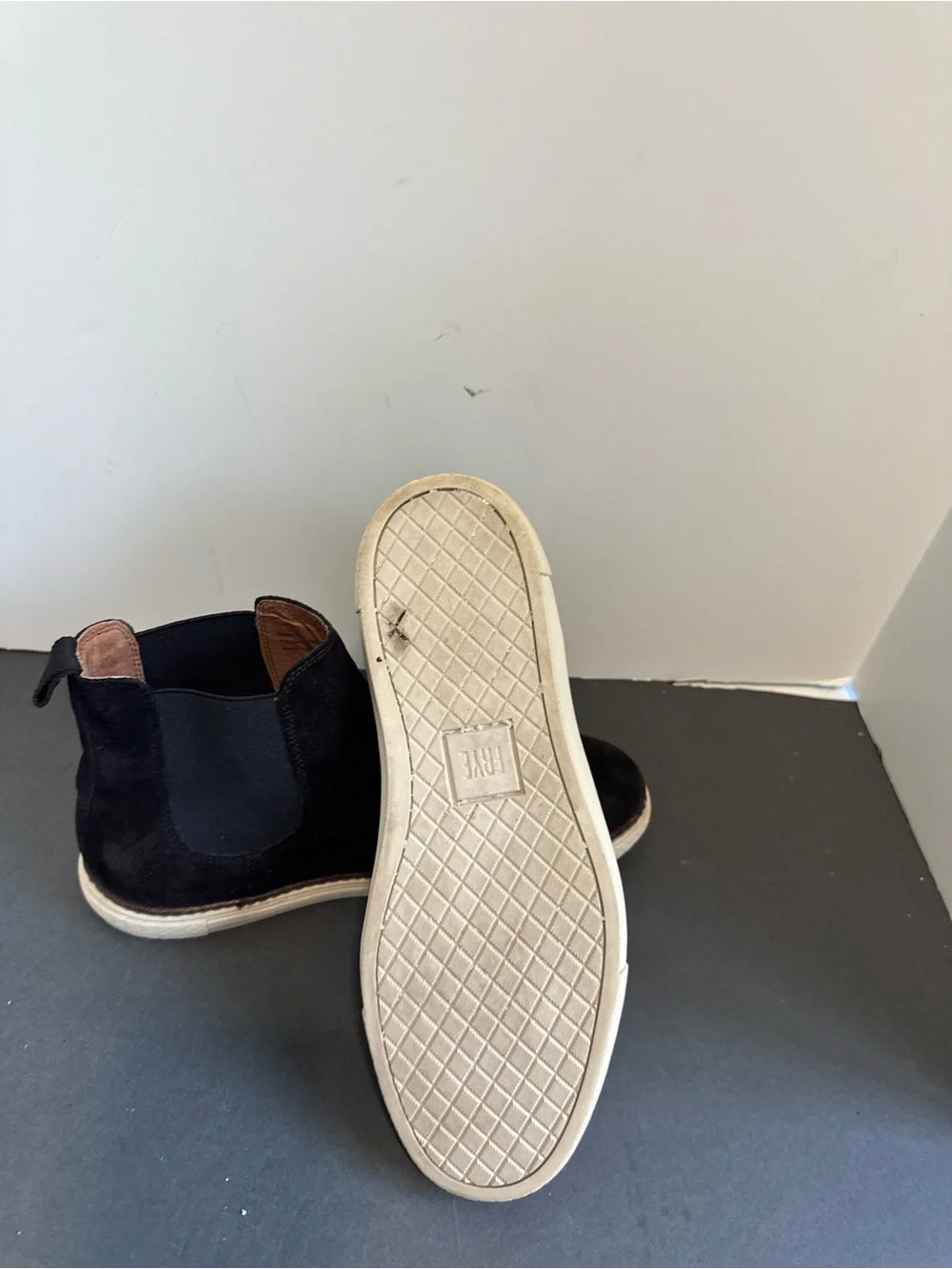 Frye Gates black suede Chelsea boots. Size 9
